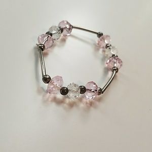 Children's pink and white crystal bracelet